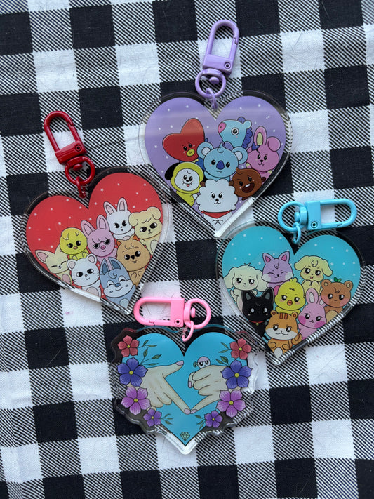 Kpop heart keychains